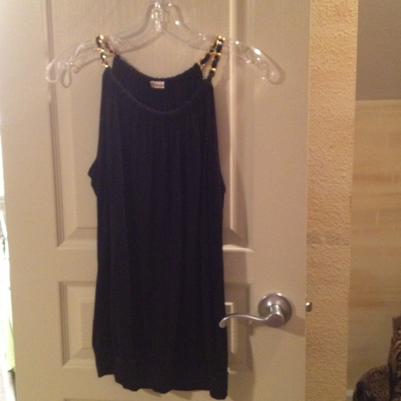 Black top with gold chain straps!