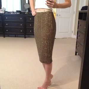 Sequined Gold Pencil Skirt by Robert Rodriguez.