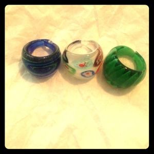 🎉Lower Price🎉3 Hand Blown Glass Rings!