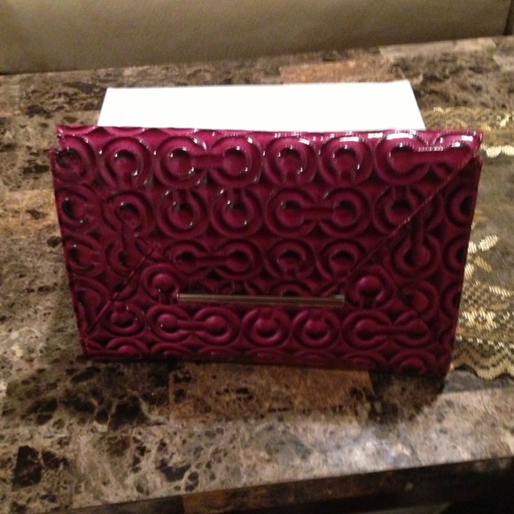 Shiny fushia clutch.