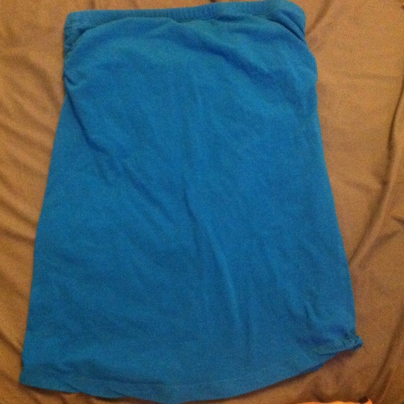 Blue tube top.