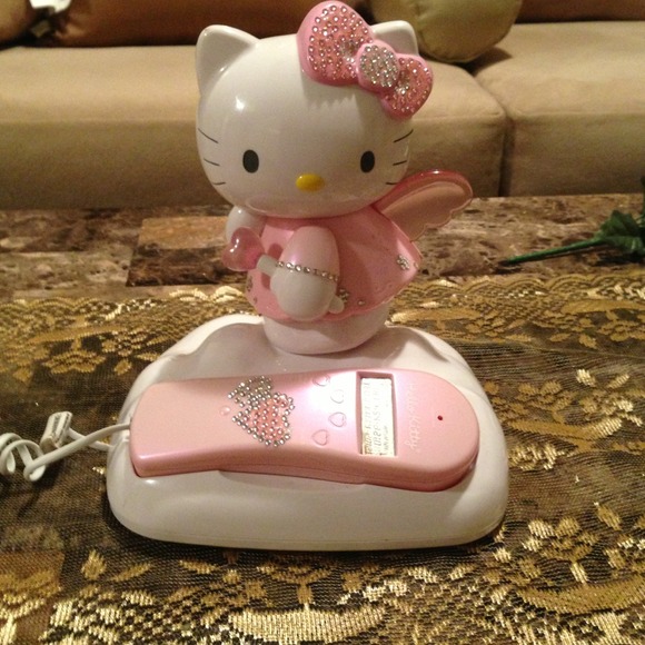 Rhinestone studded hello kitty phone