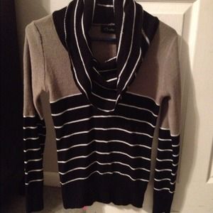 Striped droop neck sweater