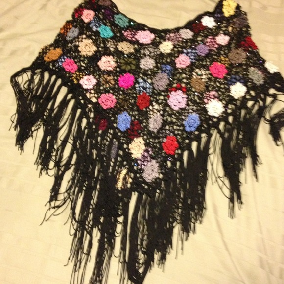 beaded and floral crochet poncho!
