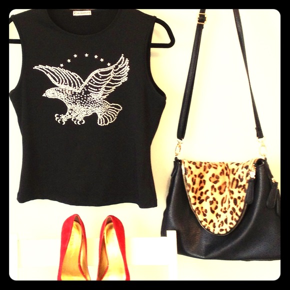 Rock-n-roll black and silver studded shirt