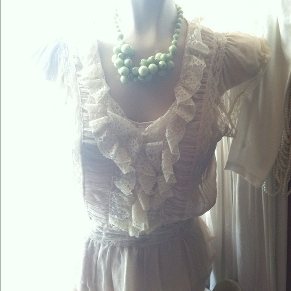 {] Sold [} Ruffled sheer blouse - Picture 4 of 4