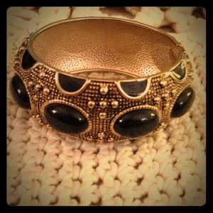 Anthropologie Black & Gold Cuff