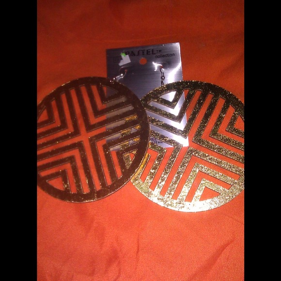 Big gold wooden earrings
