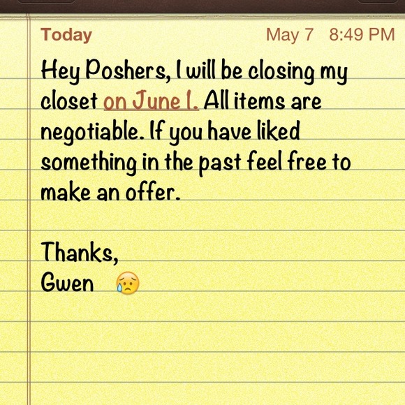 Closing my closet June 1