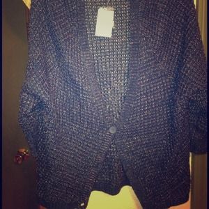 3/4 sleeve cardigan navy blue with bronze detail