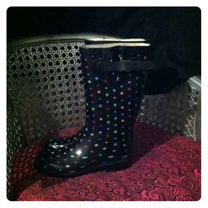 Colorful polka dot rain boots