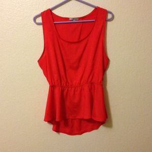 Open Back Red Peplum Top