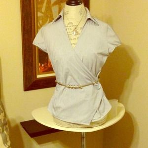 New York & Company Wrap Stripped Top