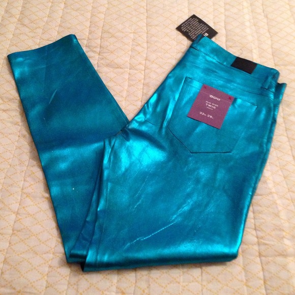 BDG Metallic Teal Coated Skinny Jeans