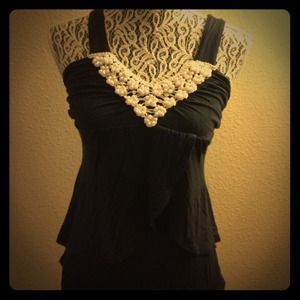 Cute navy beaded top