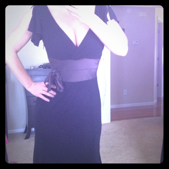 Black, knee length, fitted and flare dress, Sz 6
