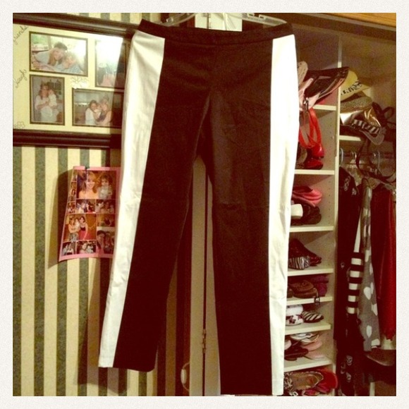 Black and white tuxedo pants