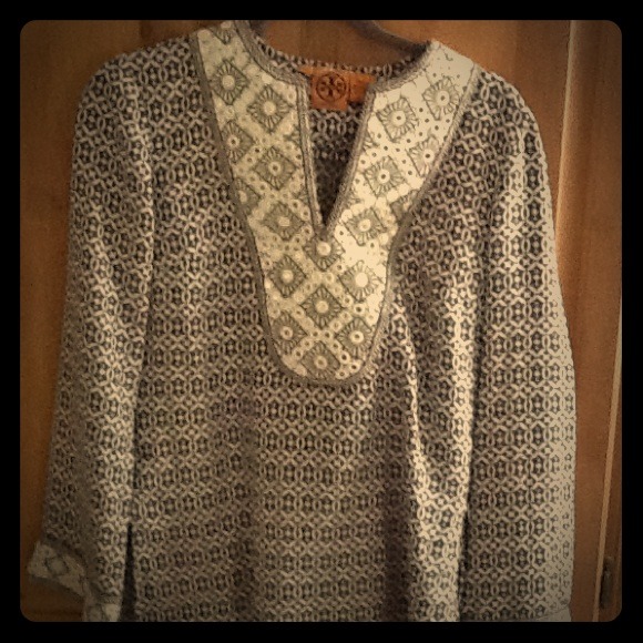 PRICE REDUCED Tory Burch Brown& Cream Tunic size 4 - Picture 1 of 3