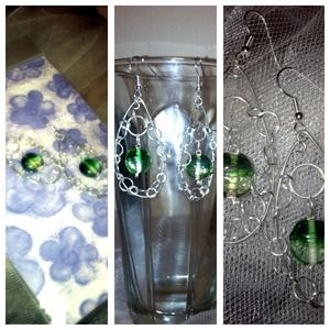 Chain maille silver hoops fish hook earrings