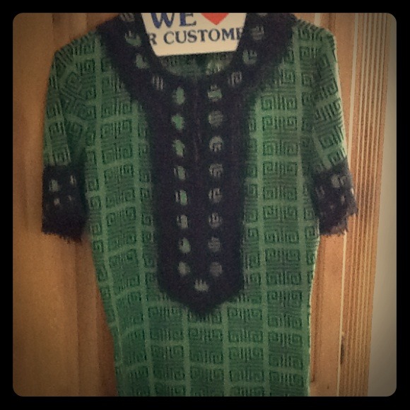 Tory Burch Green and Navy short sleeved tunic - Picture 1 of 2