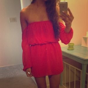 Sabo Skirt Red Off Shoulder Dress