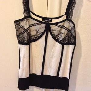 Black and white corset like top