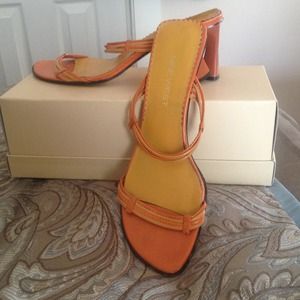 Nine West orange open toe heels
