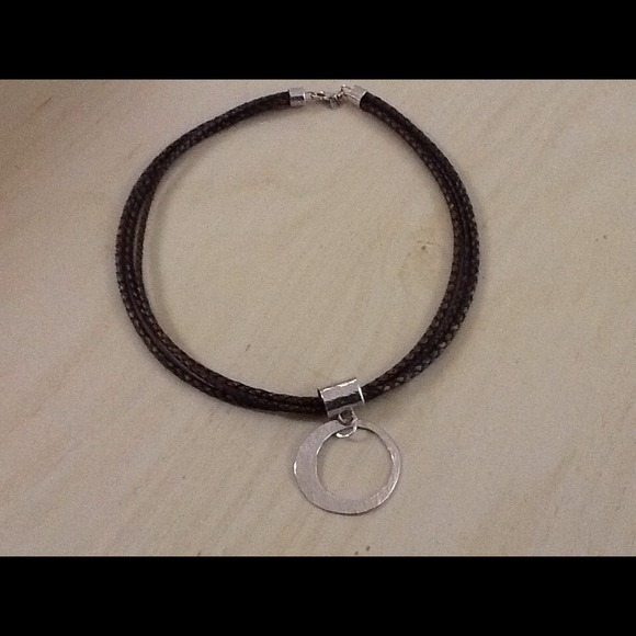 Silpada 3-strand braided brown leather necklace