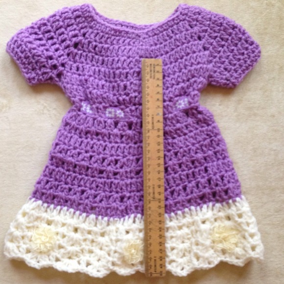 Crochet Lilac Flower Dress Newborn - 1yrs old - Picture 3 of 4