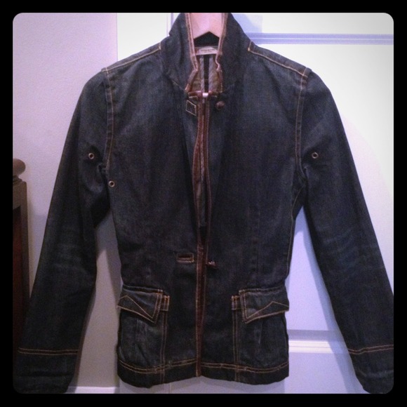 Gap 1969 leather trimmed slim jean blazer