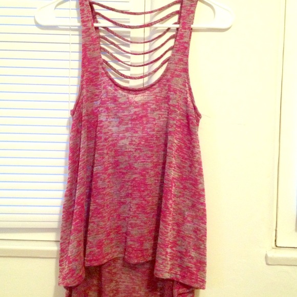 Burgundy/grey high low tank top