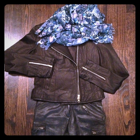 Anthropologie black leather jacket