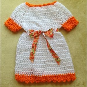 🍊Orange Spring Crochet Baby Dress🍊