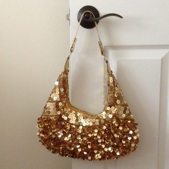 NWOT Gold Sequin Satchel Handbag