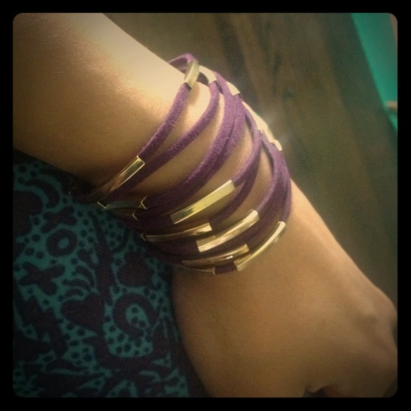 Suede-like bracelets. With gold tone bars!!!