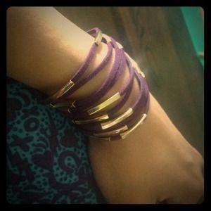 Suede-like bracelets. With gold tone bars!!!