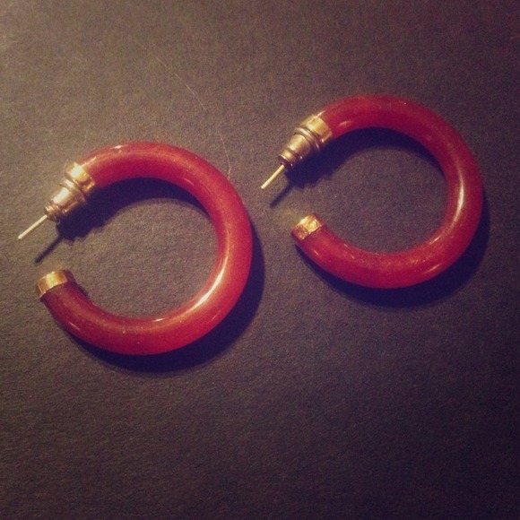 💋Red Jade Hoops
