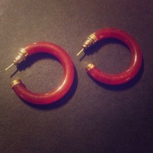 💋Red Jade Hoops