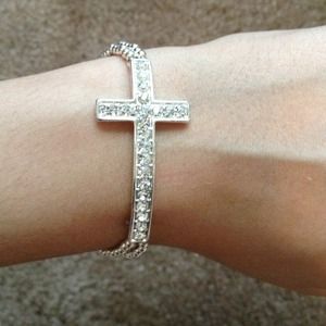 SOLD ON TOPHATTER!!! Rhinestones Cross Bracelet
