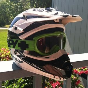 Motocross helmet and goggles