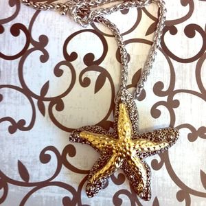 Starfish gold and silver tone necklace