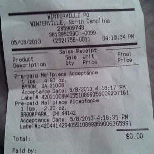 Shipping receipt