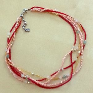 Hand-beaded multi strand necklace