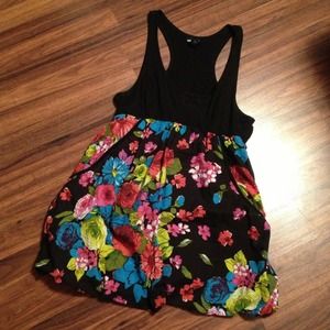 Black and Floral Bubble Dress