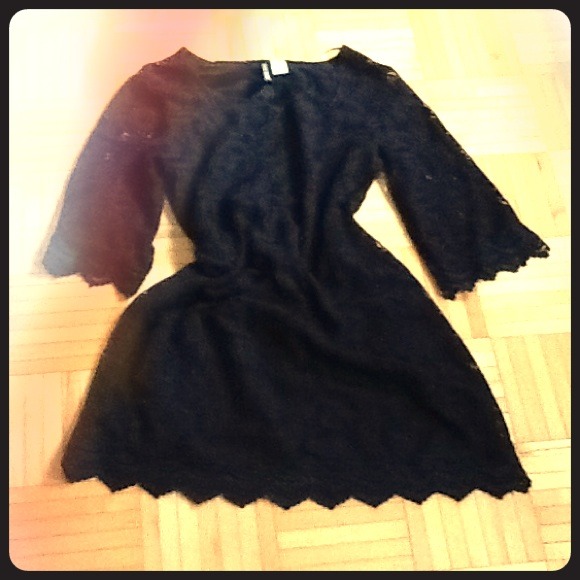 H&M Dresses & Skirts - Long sleeve lace like black mini dress