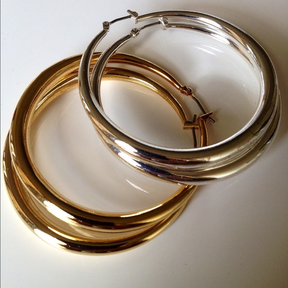 Hoop Earring set silver and gold