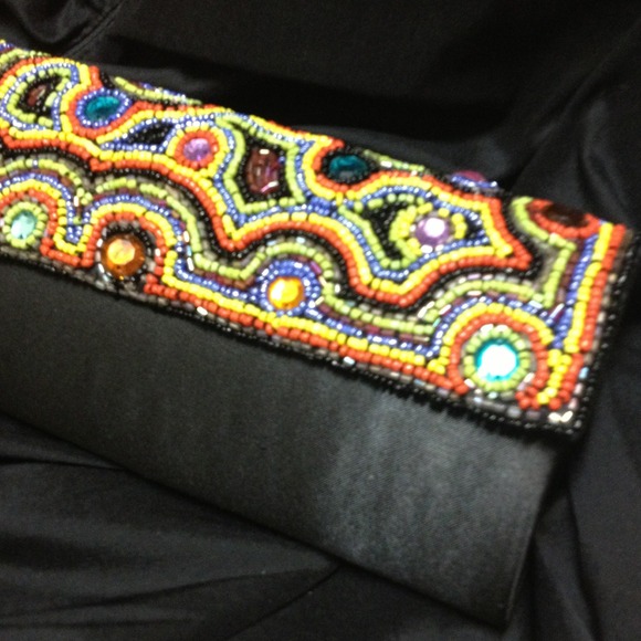 Dressy black beaded clutch