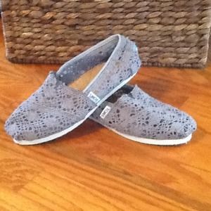 SOLD in Bundle.......TOMS Gray Crochet Shoes.