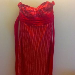 Retro polka dot strapless dress