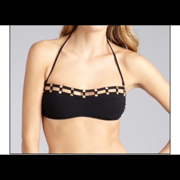 Black studded cutout bandeau Swimwear - Picture 2 of 4